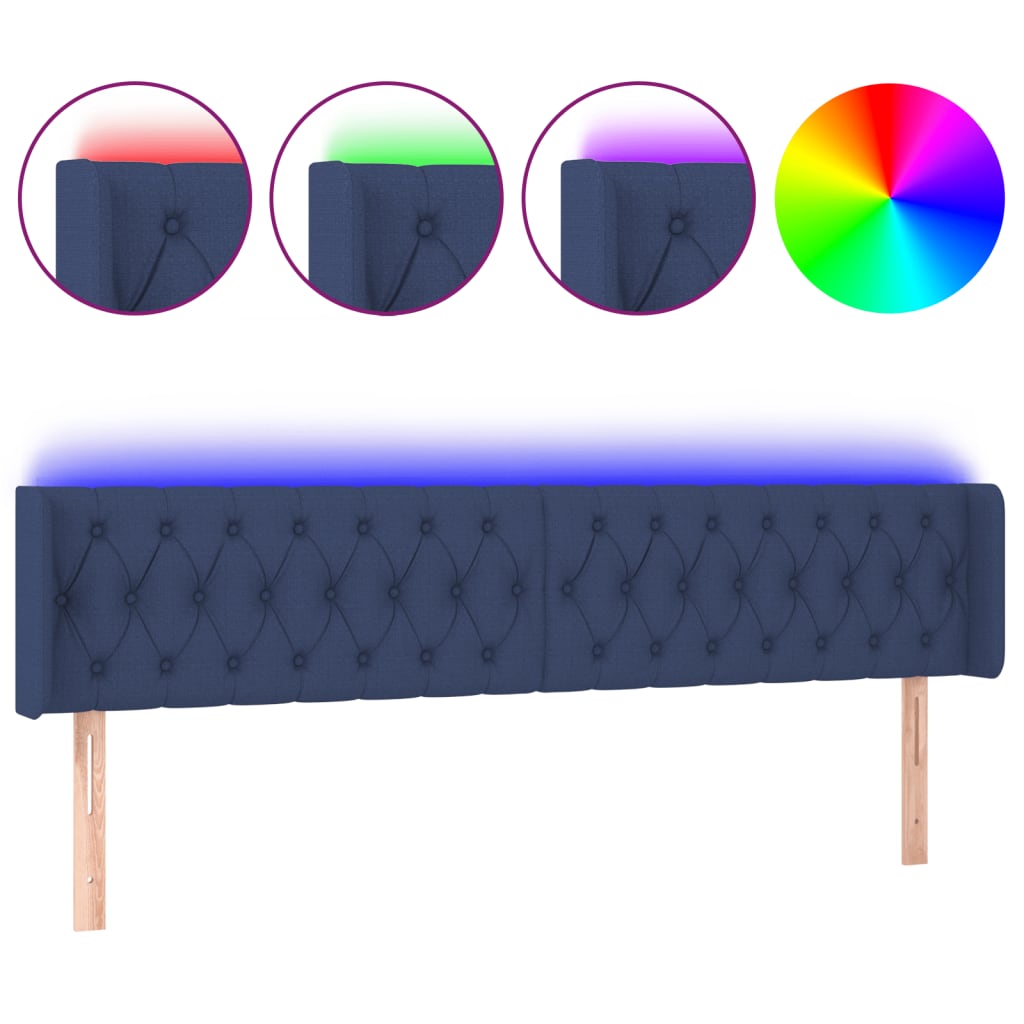 Tête de lit à LED Bleu 183x16x78/88 cm Tissu - XIOS