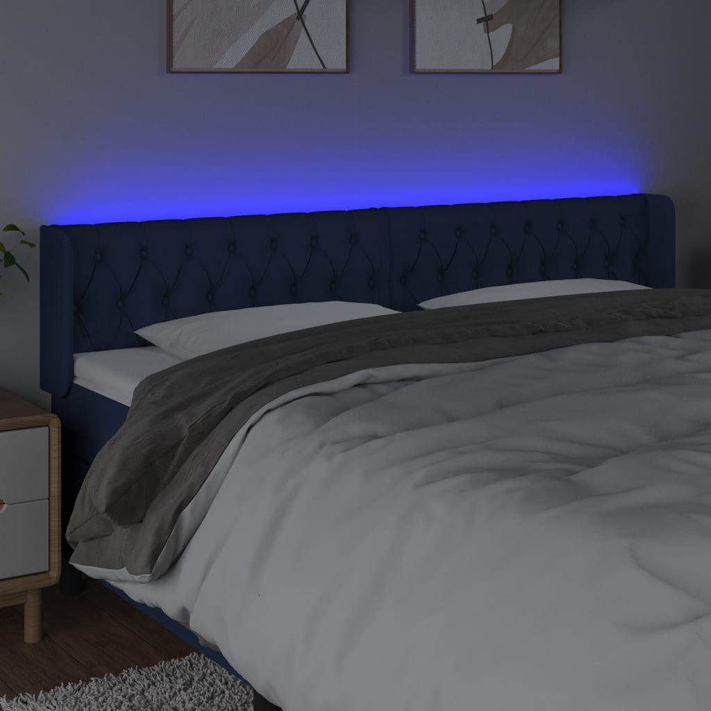 Tête de lit à LED Bleu 183x16x78/88 cm Tissu - XIOS
