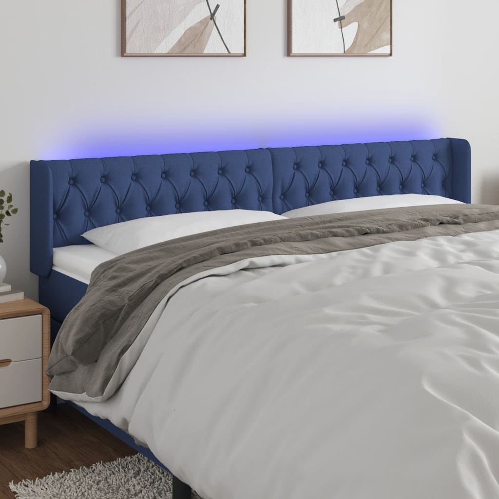 Tête de lit à LED Bleu 183x16x78/88 cm Tissu - XIOS