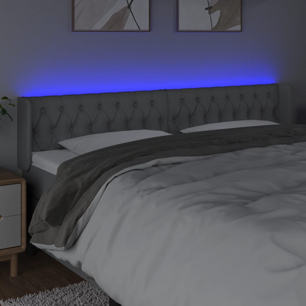 Tête de lit à LED Gris clair 203x16x78/88 cm Tissu - XIOS