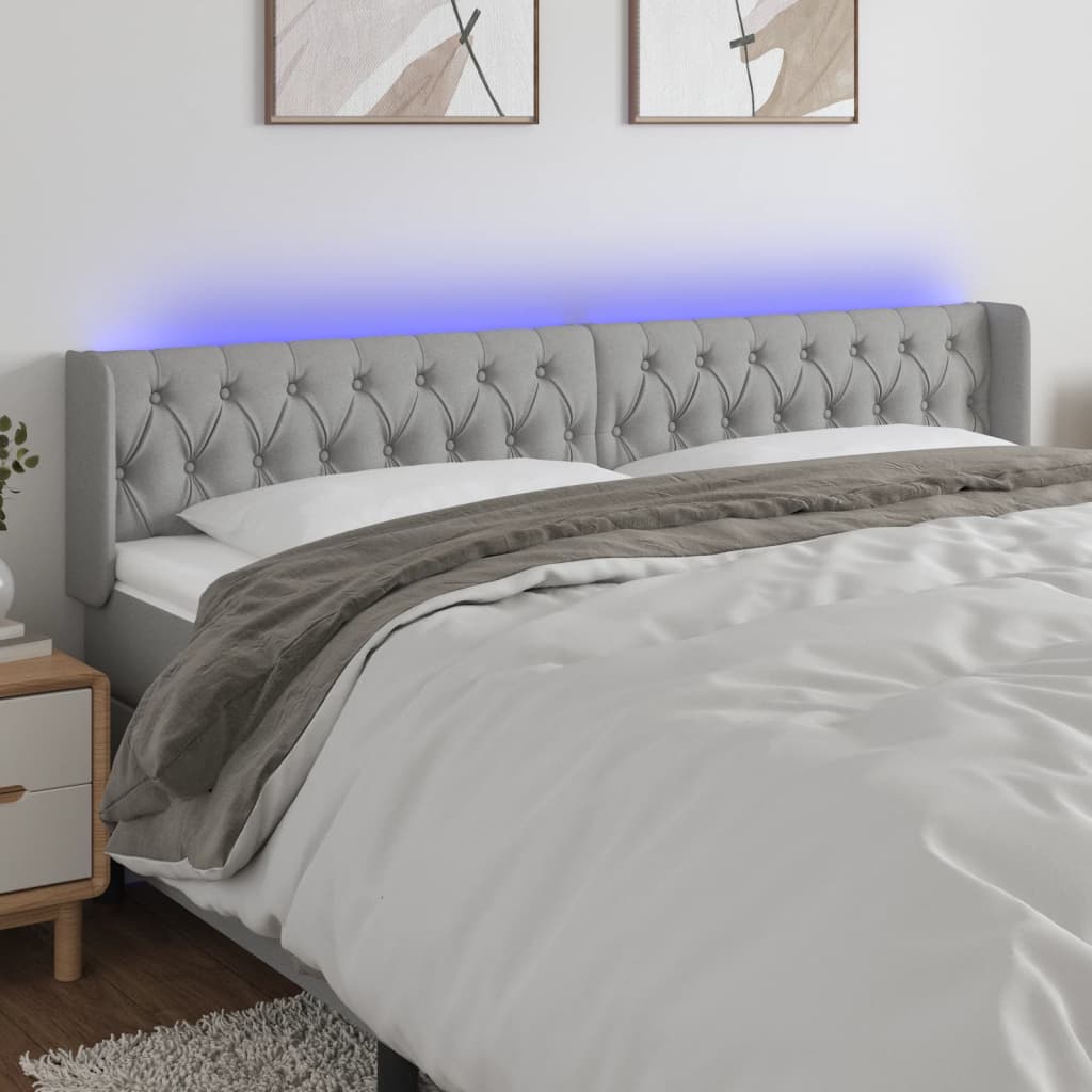 Tête de lit à LED Gris clair 203x16x78/88 cm Tissu - XIOS