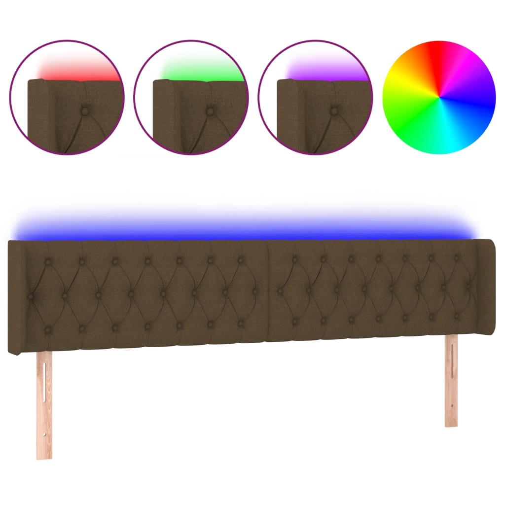 Tête de lit à LED Marron foncé 203x16x78/88 cm Tissu - XIOS