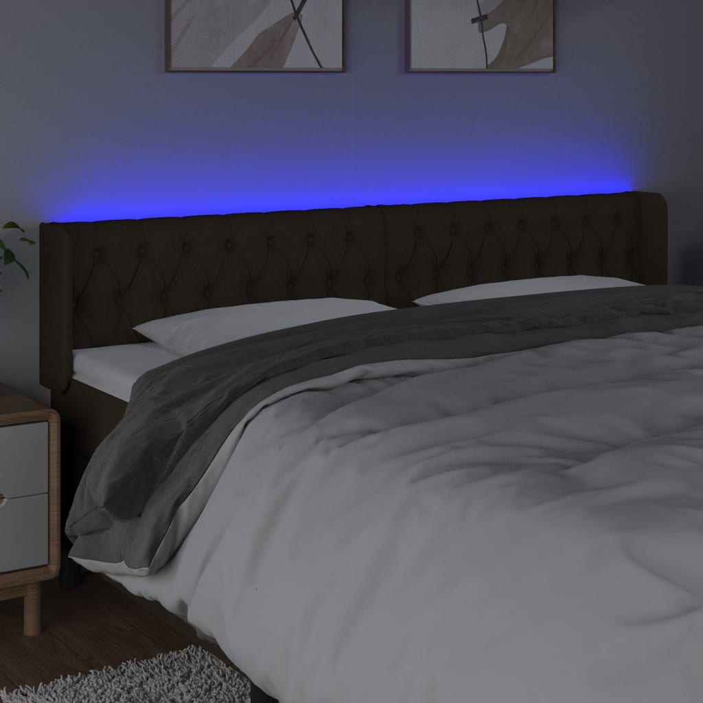 Tête de lit à LED Marron foncé 203x16x78/88 cm Tissu - XIOS