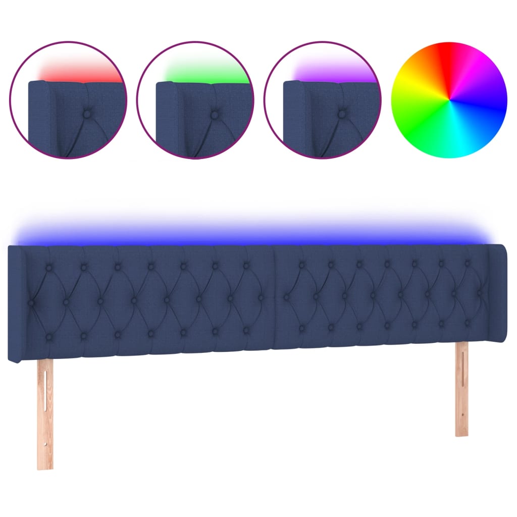 Tête de lit à LED Bleu 203x16x78/88 cm Tissu - XIOS