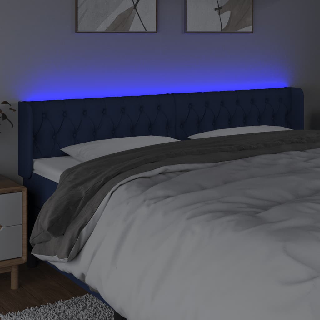 Tête de lit à LED Bleu 203x16x78/88 cm Tissu - XIOS