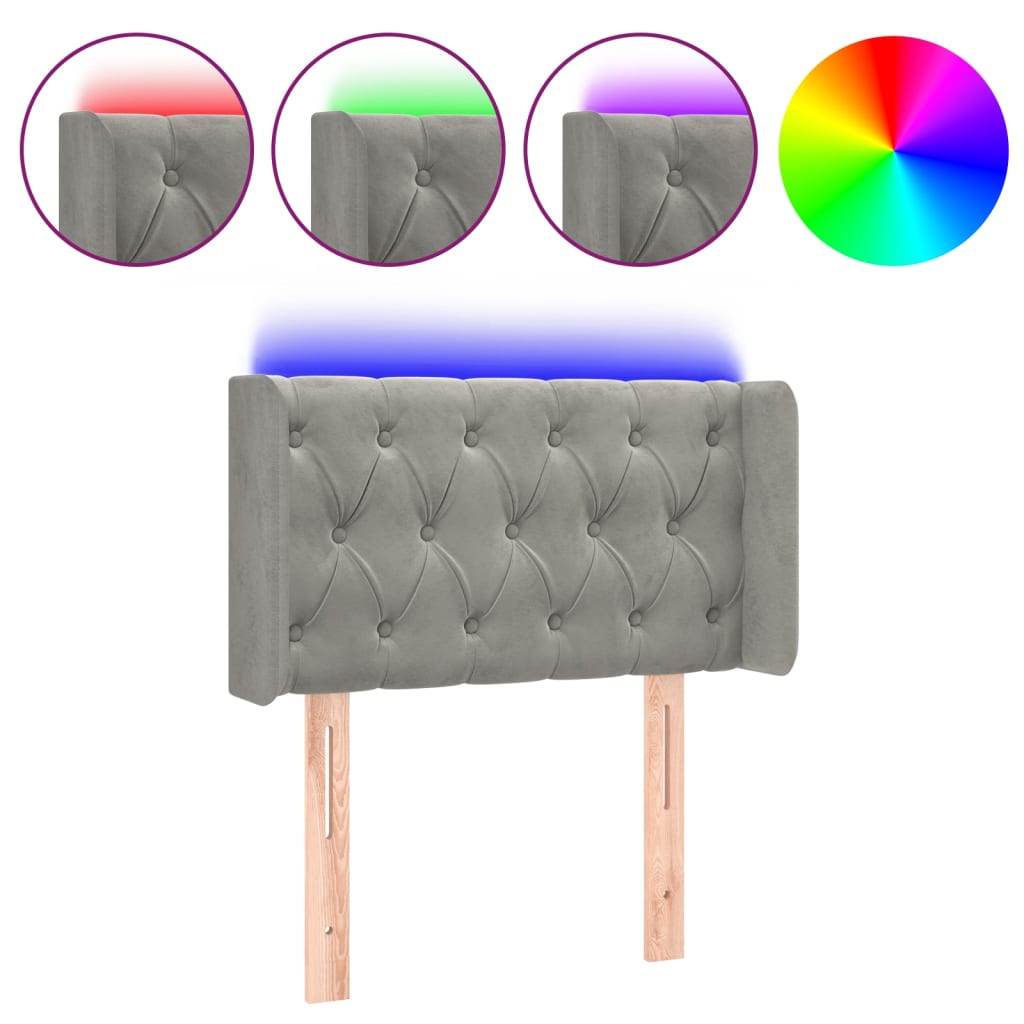 Tête de lit à LED Gris clair 83x16x78/88 cm Velours - XIOS