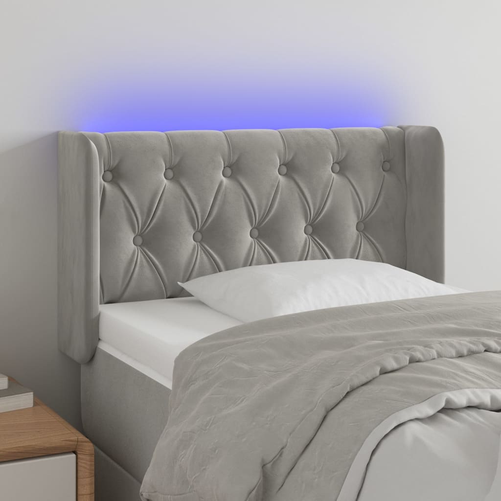 Tête de lit à LED Gris clair 83x16x78/88 cm Velours - XIOS