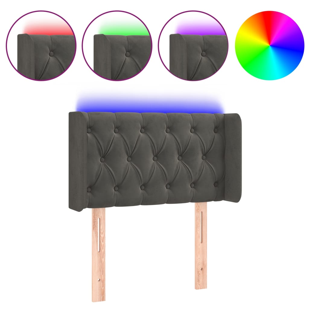 Tête de lit à LED Gris foncé 83x16x78/88 cm Velours - XIOS