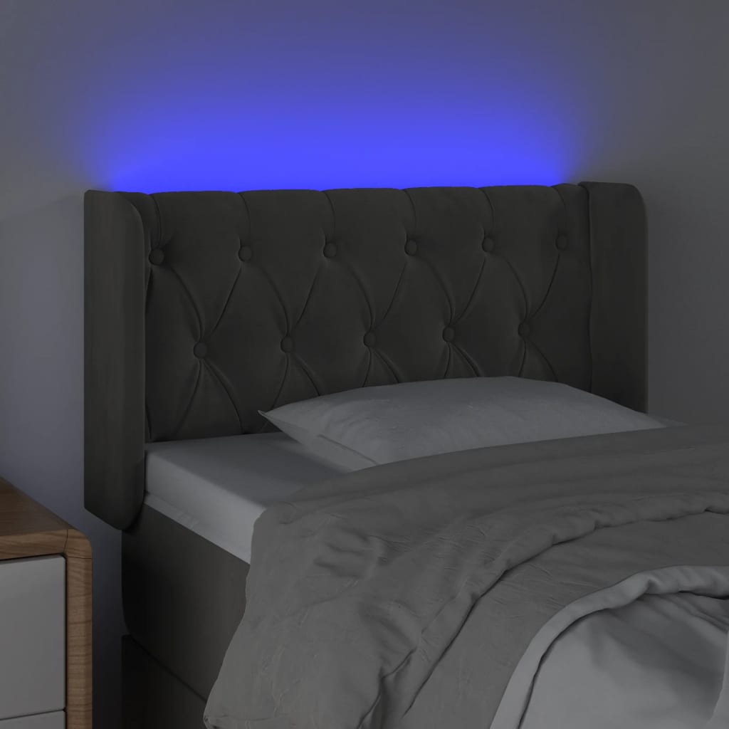 Tête de lit à LED Gris foncé 83x16x78/88 cm Velours - XIOS