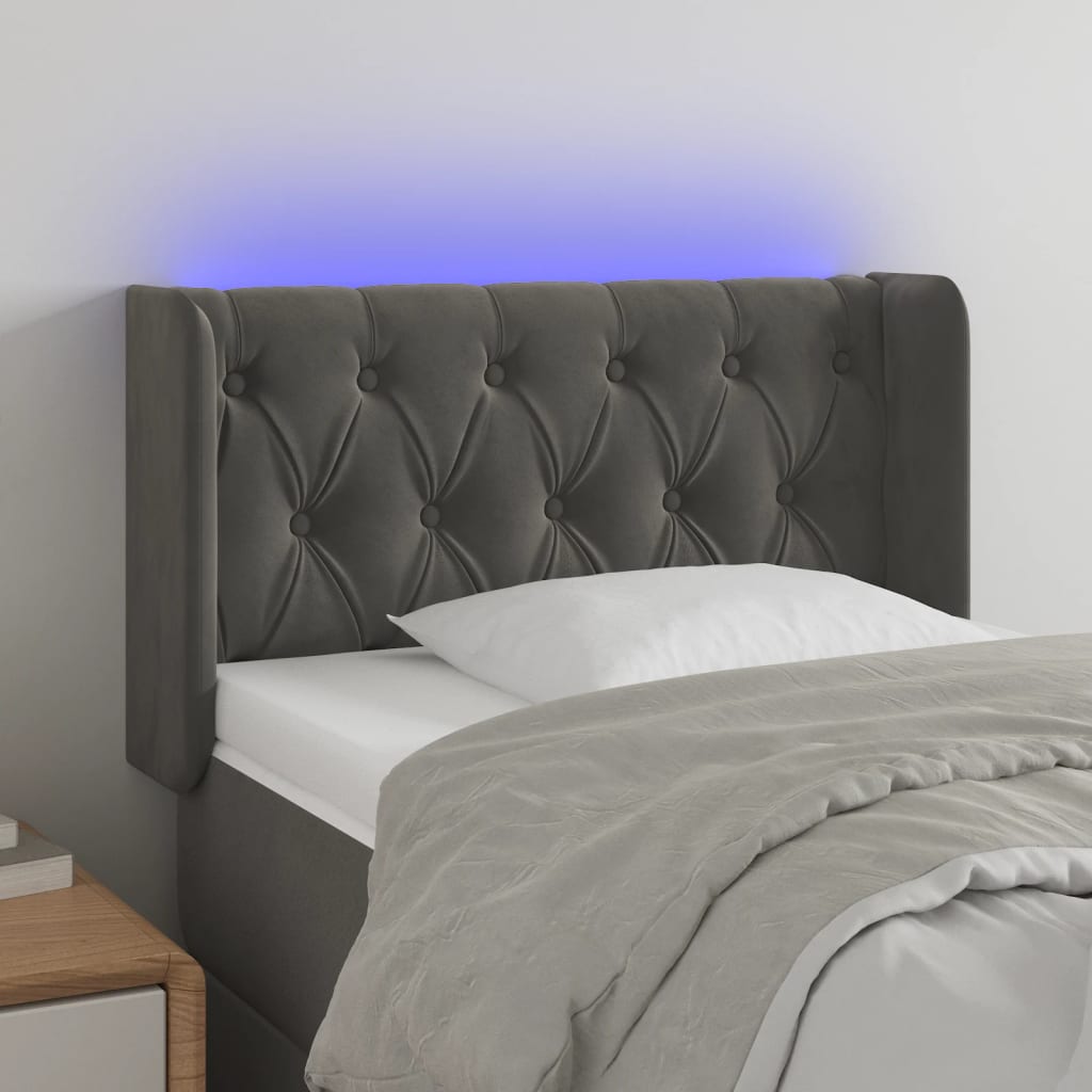 Tête de lit à LED Gris foncé 83x16x78/88 cm Velours - XIOS