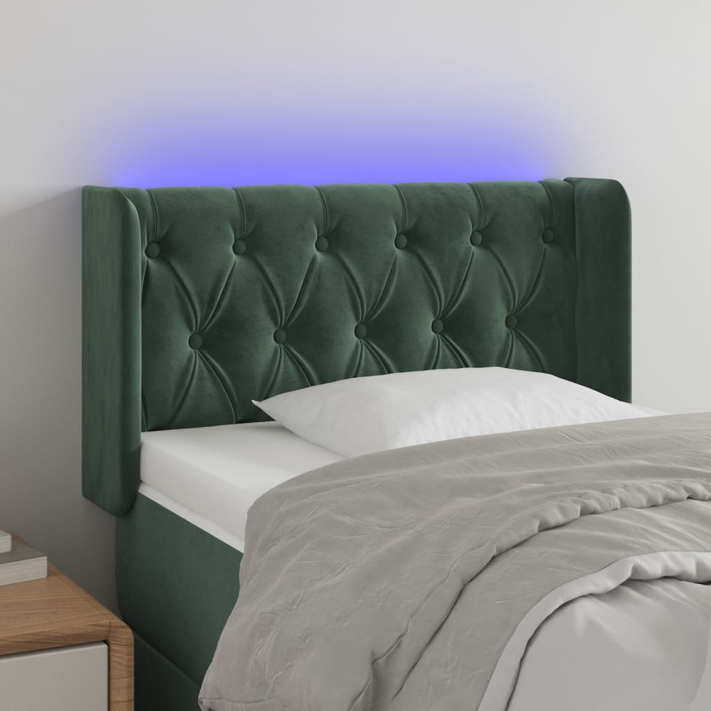 Tête de lit à LED Vert foncé 83x16x78/88 cm Velours - XIOS