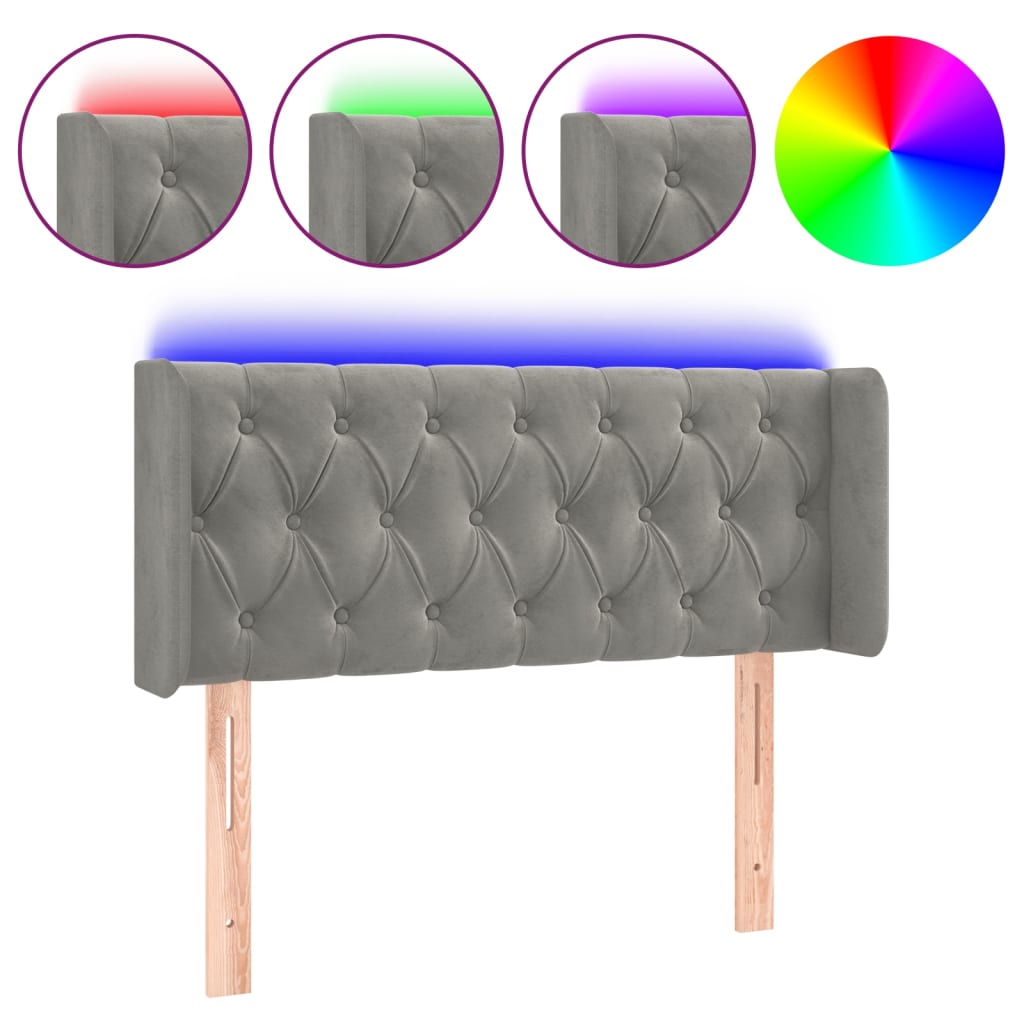 Tête de lit à LED Gris clair 93x16x78/88 cm Velours - XIOS