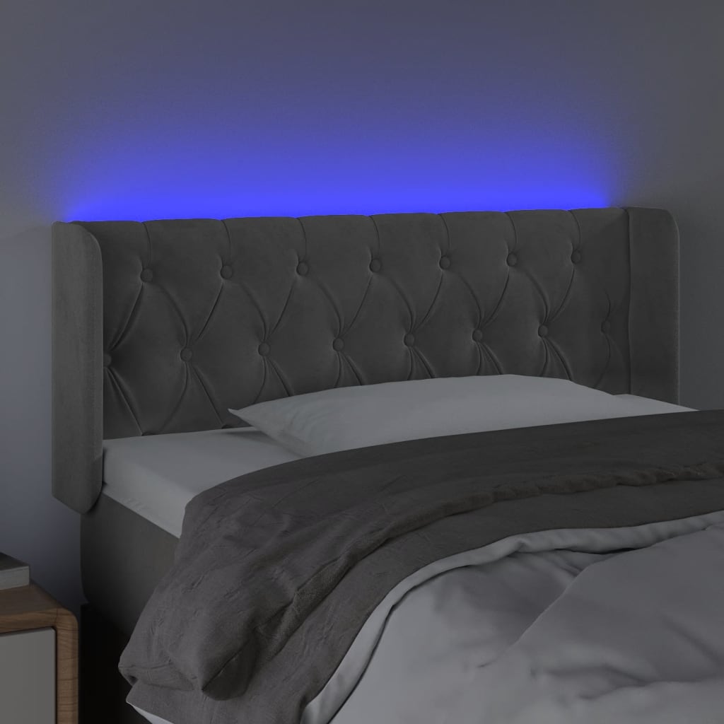 Tête de lit à LED Gris clair 93x16x78/88 cm Velours - XIOS