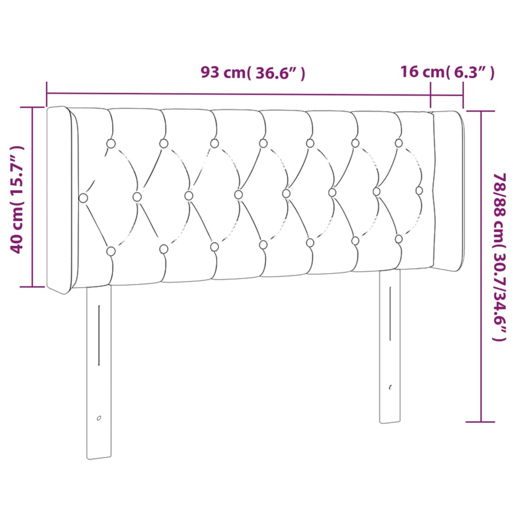 Tête de lit à LED Gris foncé 93x16x78/88 cm Velours - XIOS