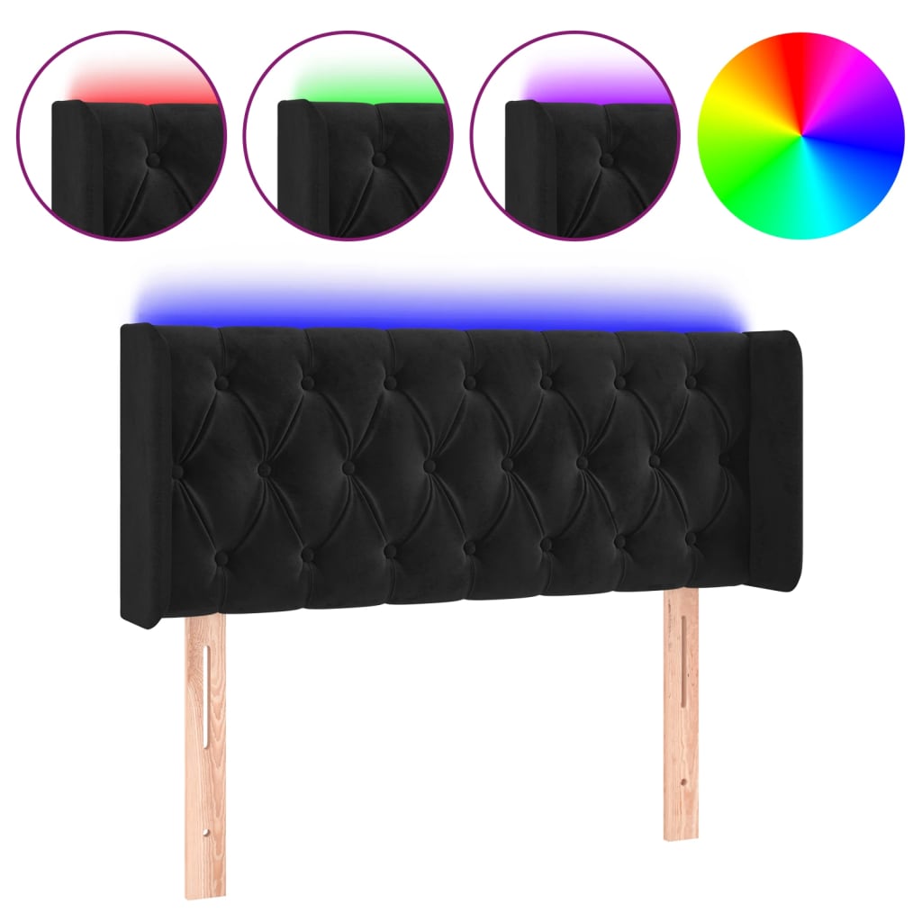 Tête de lit à LED Noir 93x16x78/88 cm Velours - XIOS