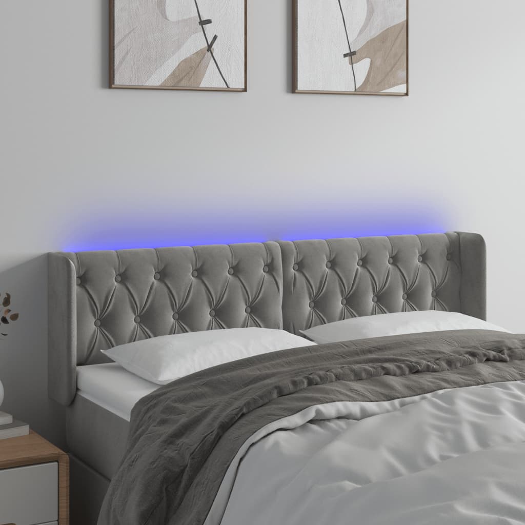 Tête de lit à LED Gris clair 147x16x78/88 cm Velours - XIOS