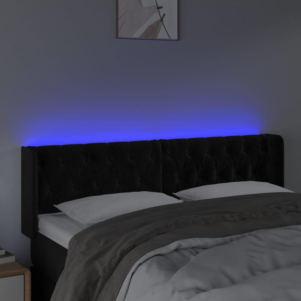 Tête de lit à LED Noir 147x16x78/88 cm Velours - XIOS