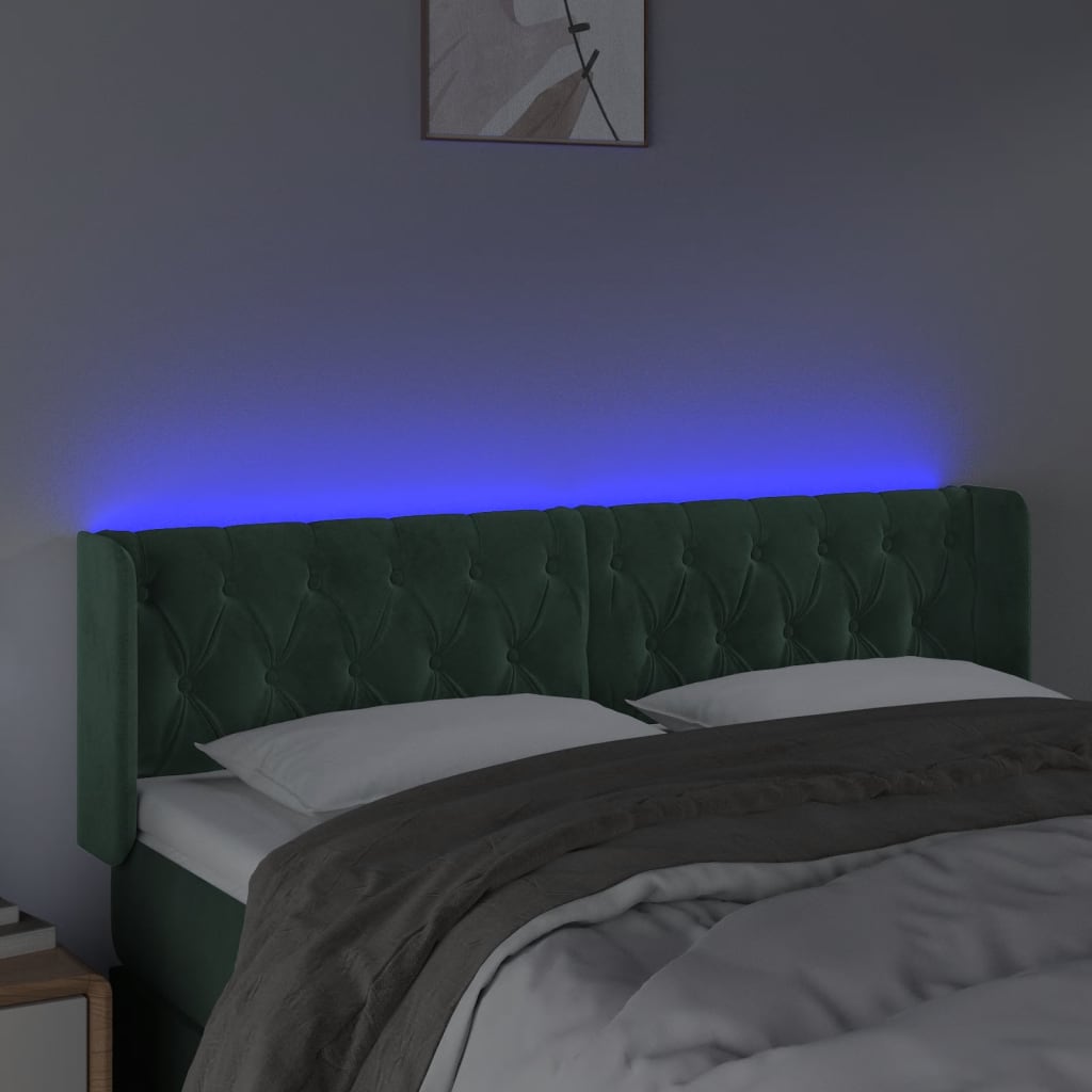 Tête de lit à LED Vert foncé 147x16x78/88 cm Velours - XIOS