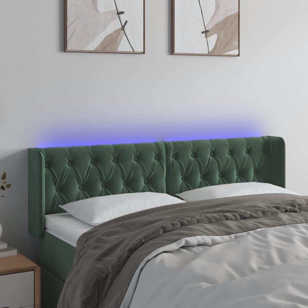 Tête de lit à LED Vert foncé 147x16x78/88 cm Velours - XIOS
