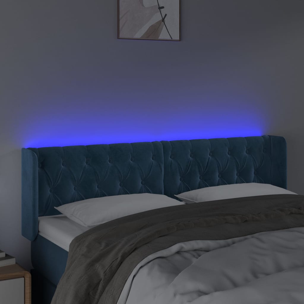 Tête de lit à LED Bleu foncé 147x16x78/88 cm Velours - XIOS