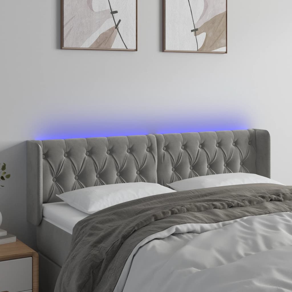 Tête de lit à LED Gris clair 163x16x78/88 cm Velours - XIOS