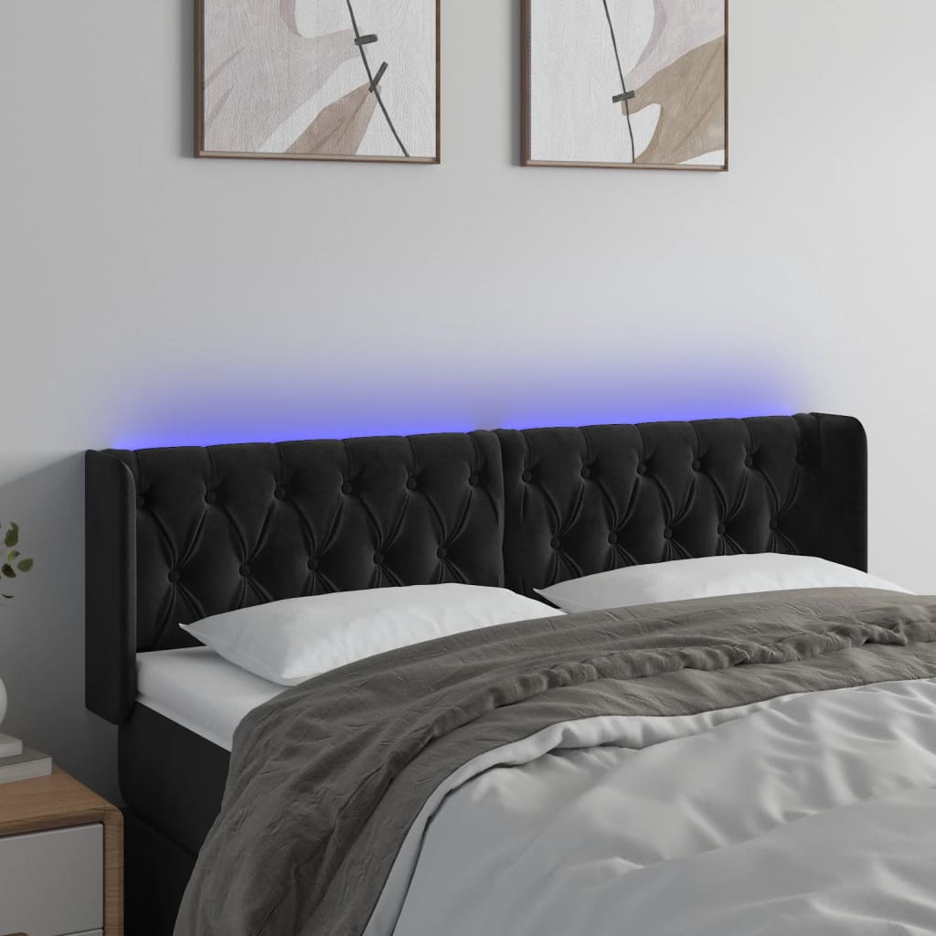 Tête de lit à LED Noir 163x16x78/88 cm Velours - XIOS