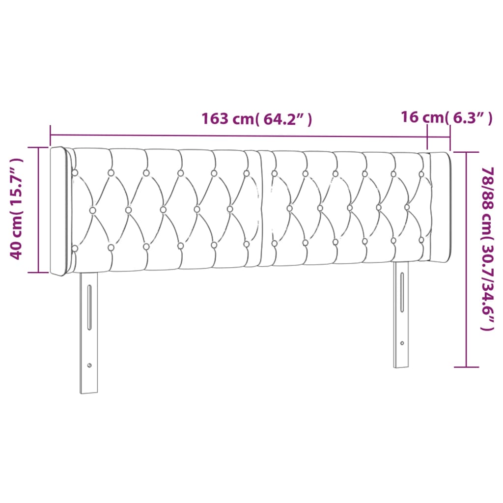 Tête de lit à LED Vert foncé 163x16x78/88 cm Velours Têtes et pieds de lit vidaXL