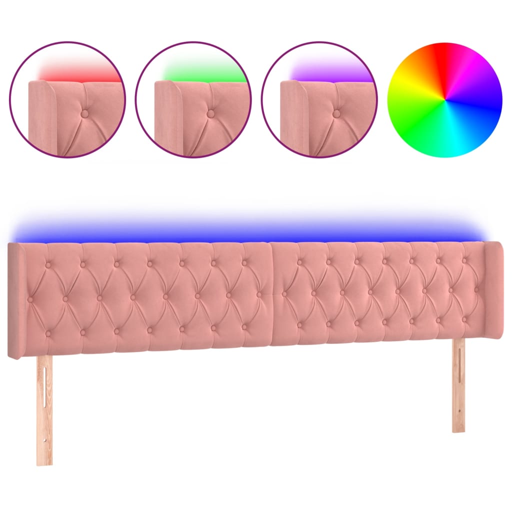 Tête de lit à LED Rose 183x16x78/88 cm Velours - XIOS