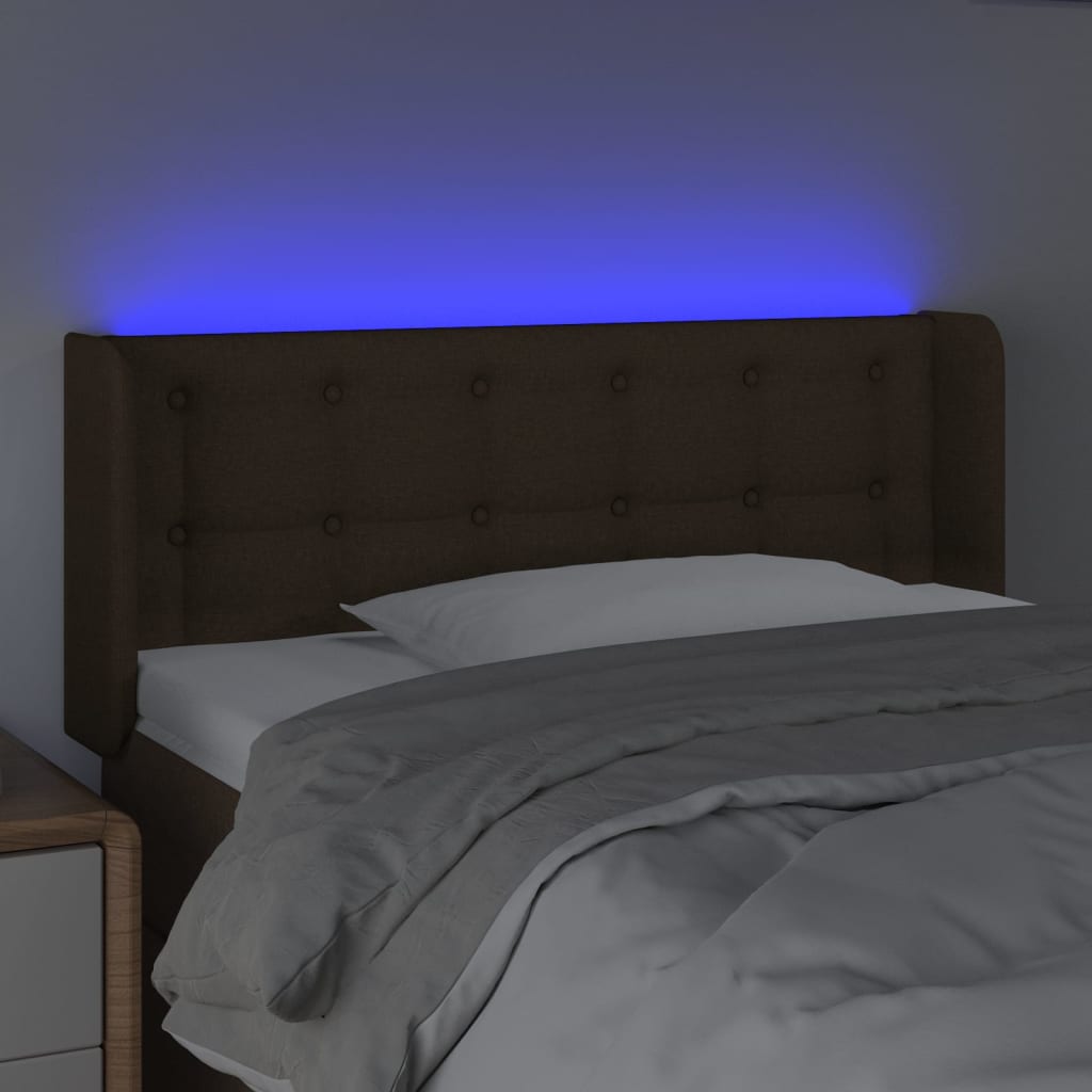Tête de lit à LED Marron foncé 83x16x78/88 cm Tissu - XIOS
