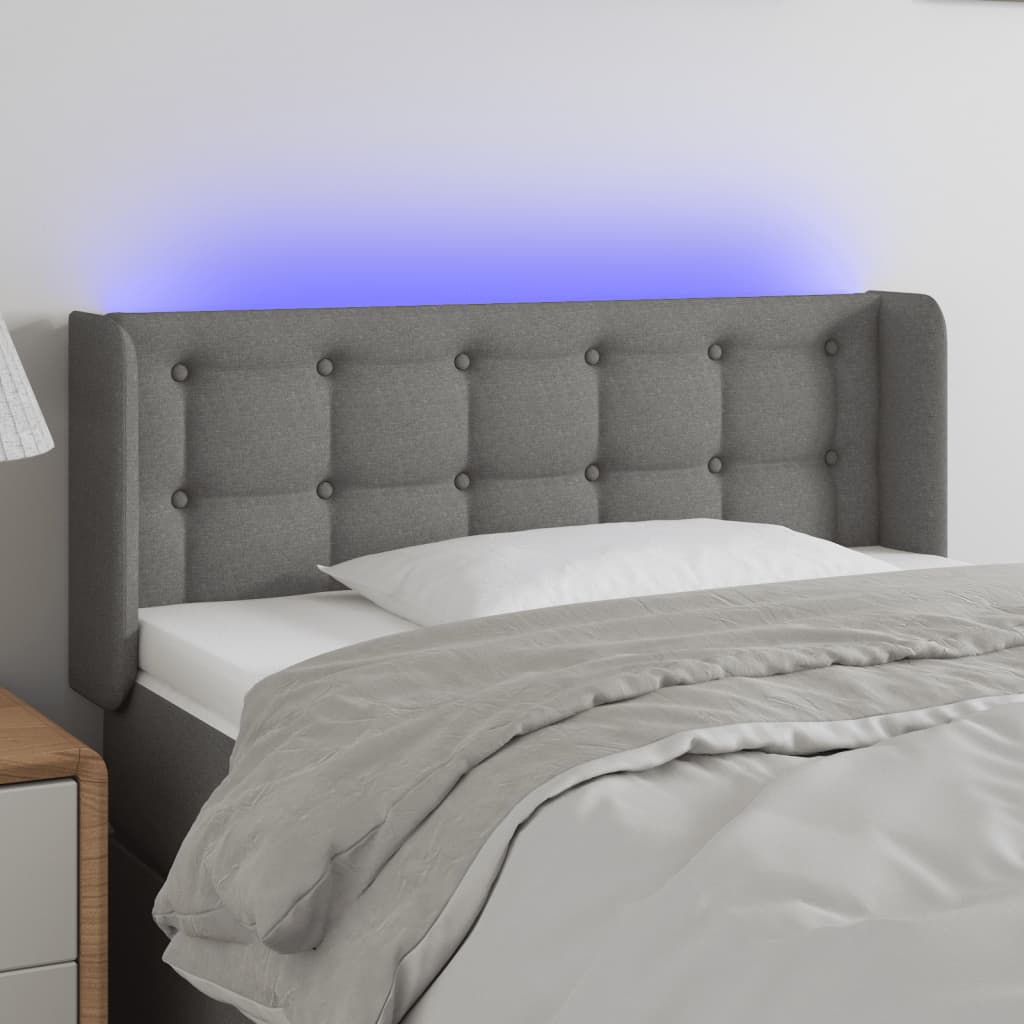 Tête de lit à LED Gris foncé 93x16x78/88 cm Tissu - XIOS