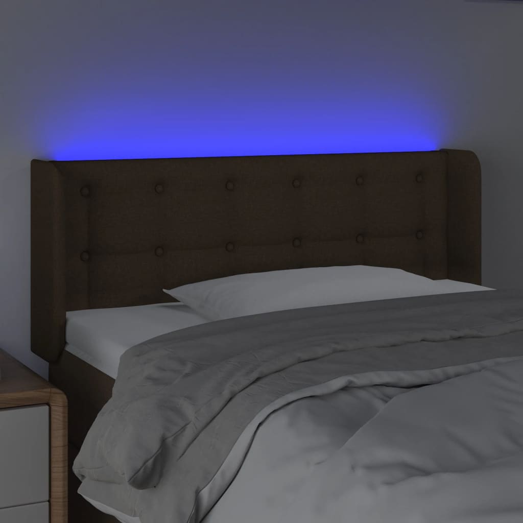 Tête de lit à LED Marron foncé 103x16x78/88 cm Tissu - XIOS