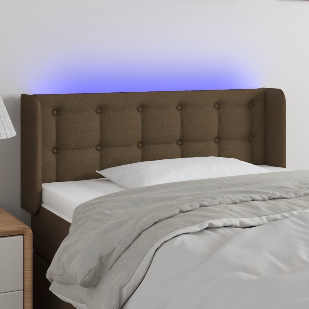Tête de lit à LED Marron foncé 103x16x78/88 cm Tissu - XIOS