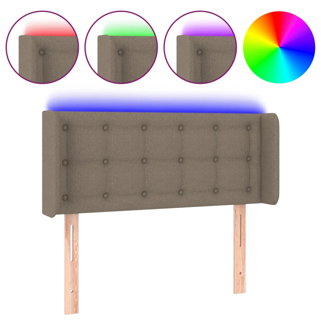 Tête de lit à LED Taupe 103x16x78/88 cm Tissu - XIOS
