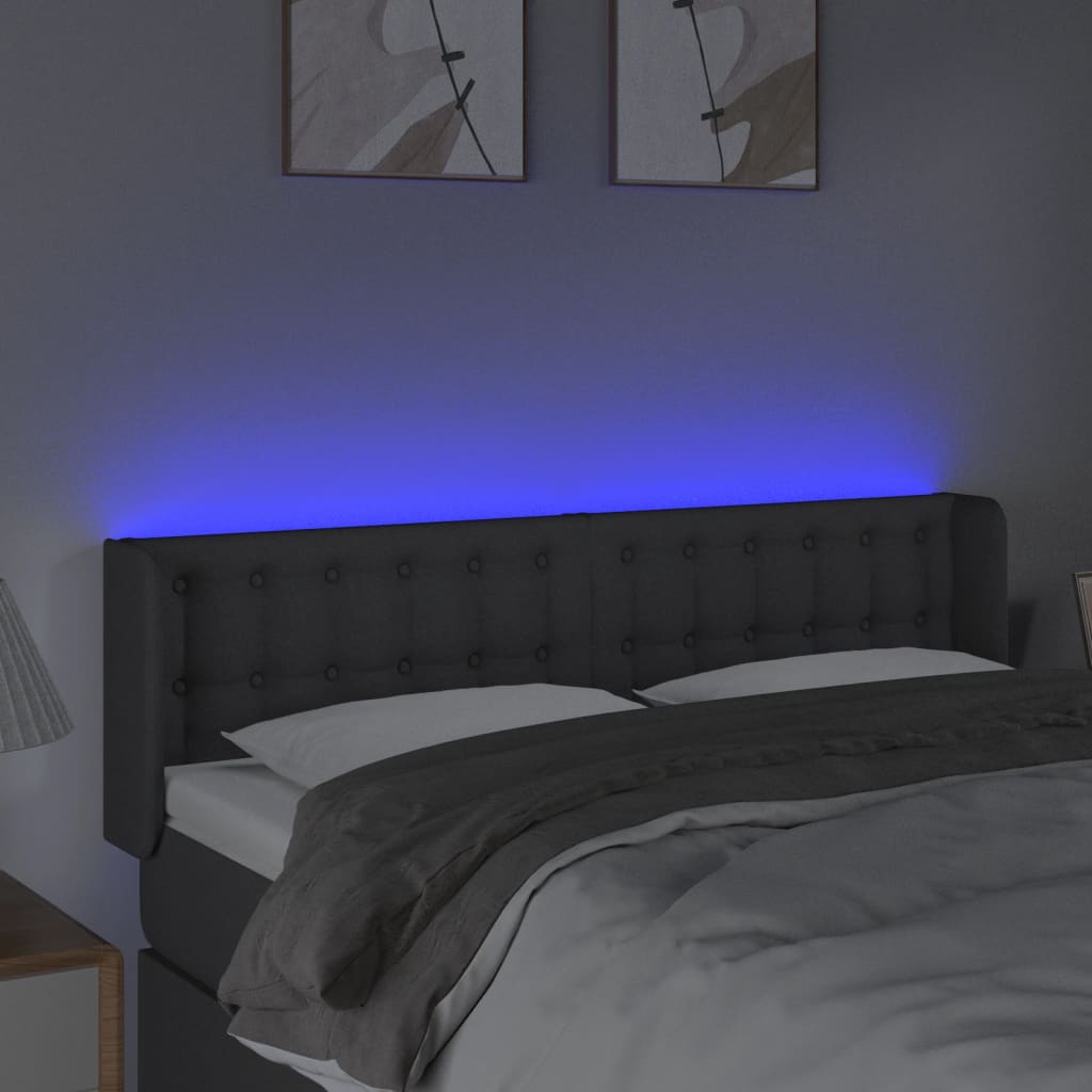 Tête de lit à LED Gris foncé 147x16x78/88 cm Tissu - XIOS