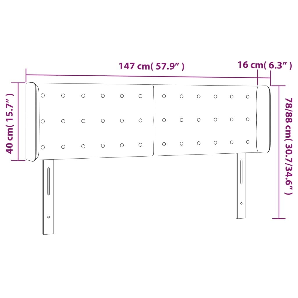 Tête de lit à LED Noir 147x16x78/88 cm Tissu - XIOS