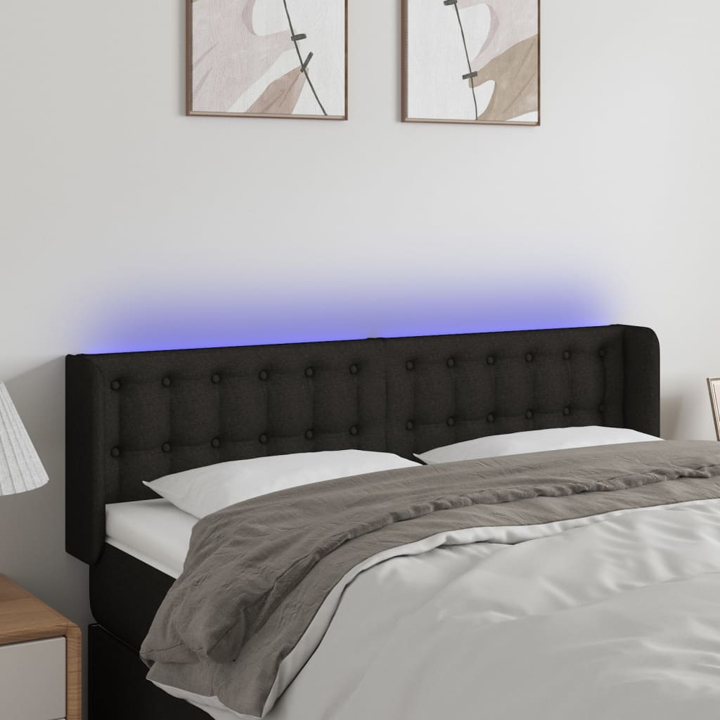 Tête de lit à LED Noir 147x16x78/88 cm Tissu - XIOS