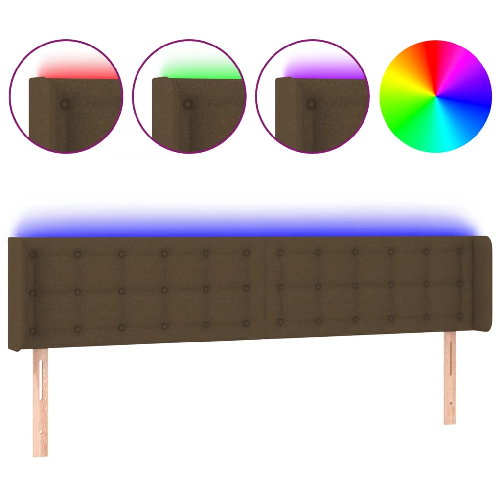 Tête de lit à LED Marron foncé 163x16x78/88 cm Tissu - XIOS