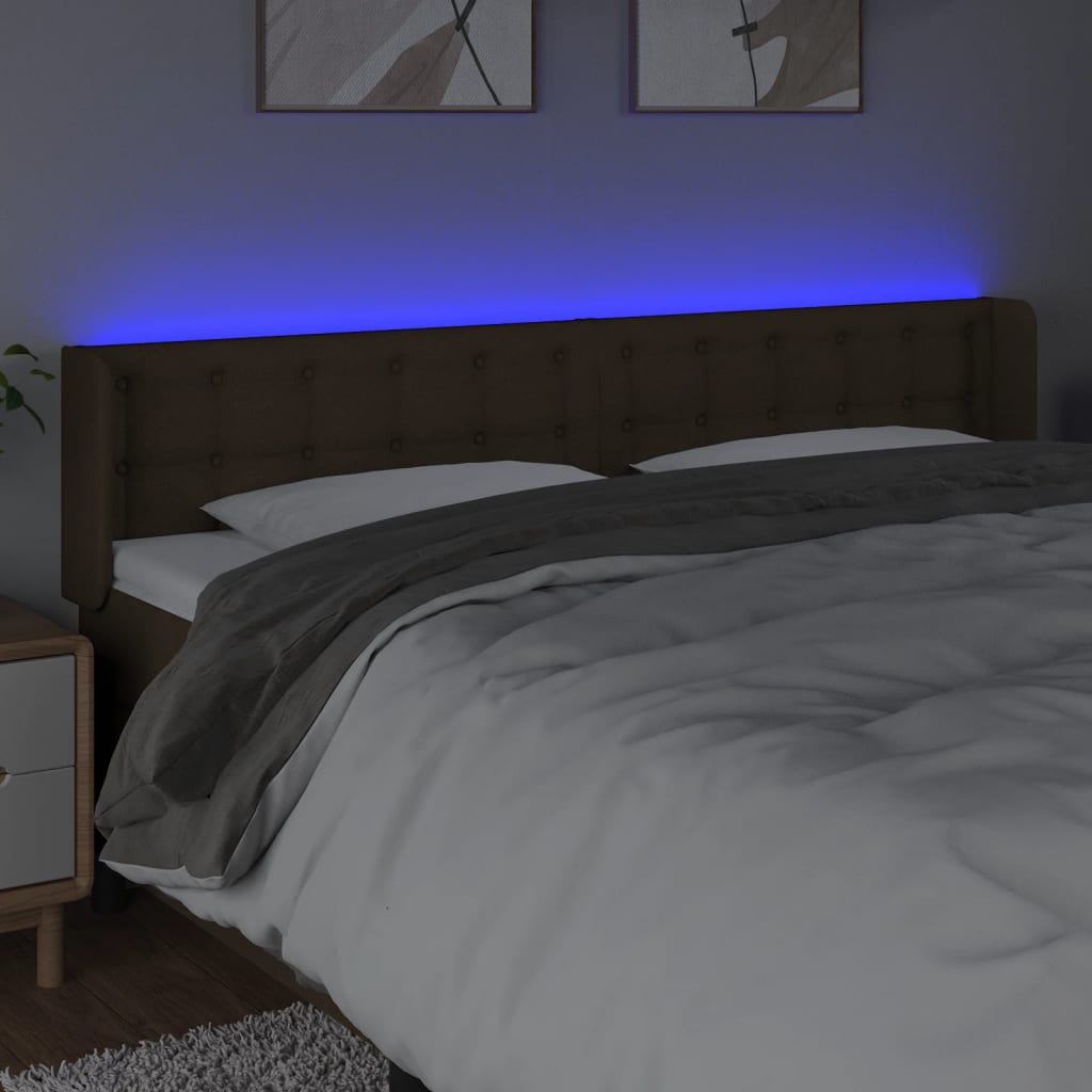 Tête de lit à LED Marron foncé 163x16x78/88 cm Tissu - XIOS