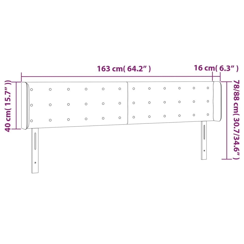 Tête de lit à LED Marron foncé 163x16x78/88 cm Tissu - XIOS