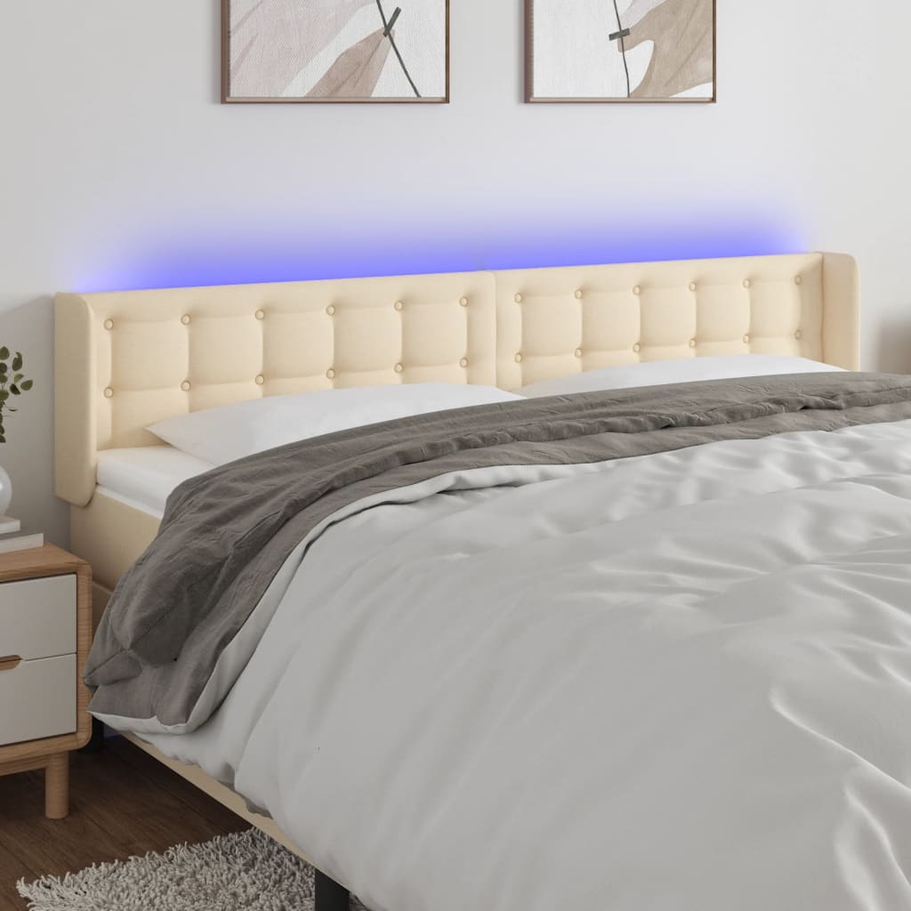 Tête de lit à LED Crème 163x16x78/88 cm Tissu - XIOS