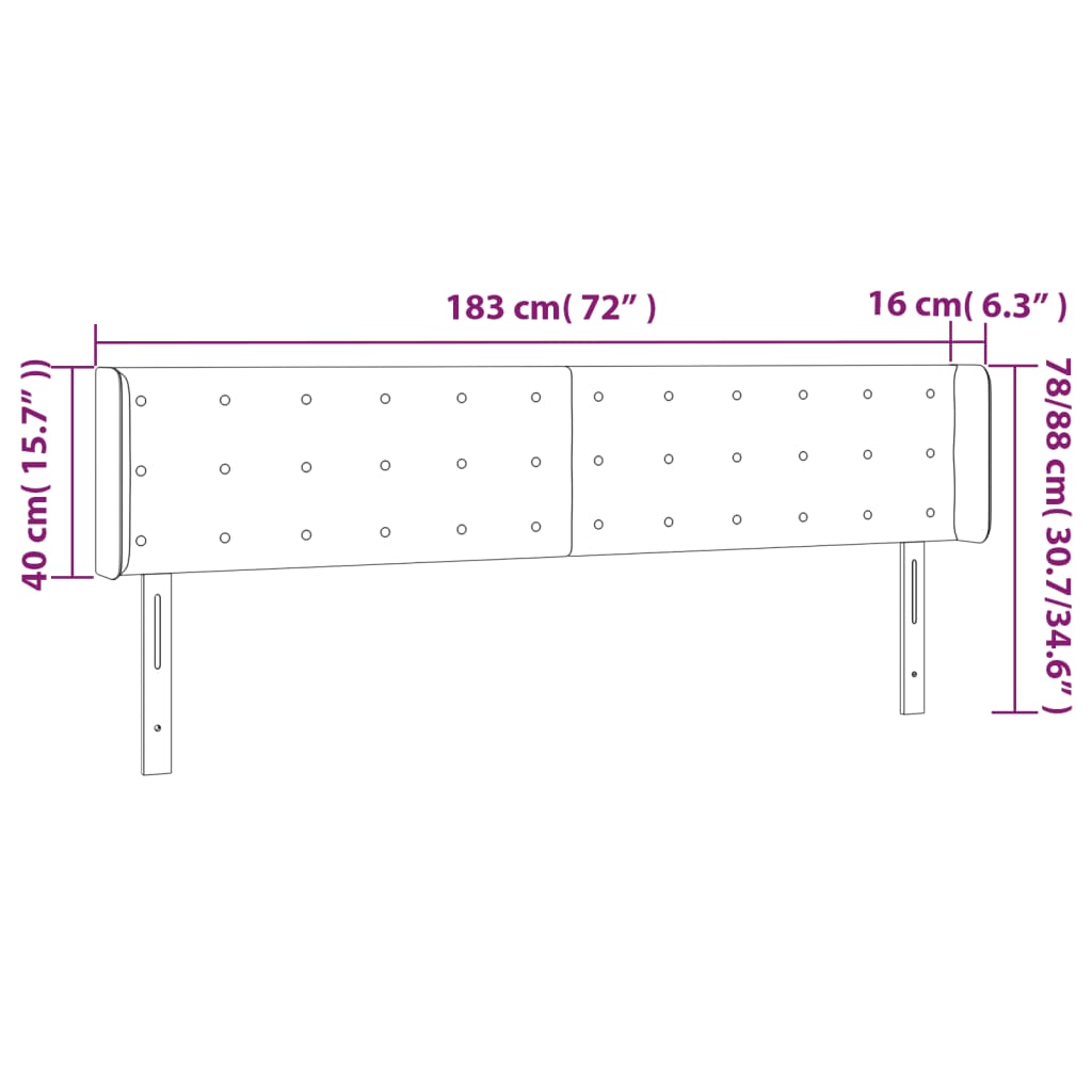 Tête de lit à LED Noir 183x16x78/88 cm Tissu - XIOS
