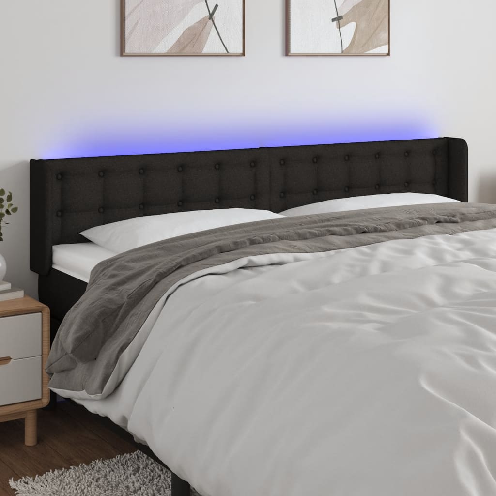 Tête de lit à LED Noir 183x16x78/88 cm Tissu - XIOS