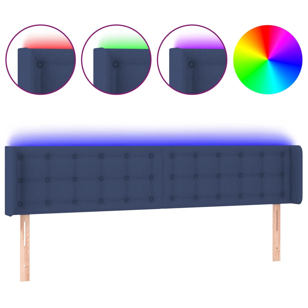 Tête de lit à LED Bleu 183x16x78/88 cm Tissu - XIOS
