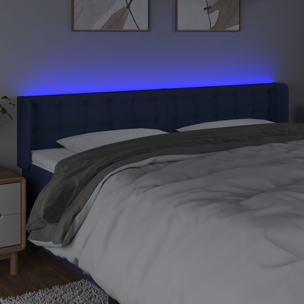 Tête de lit à LED Bleu 203x16x78/88 cm Tissu - XIOS