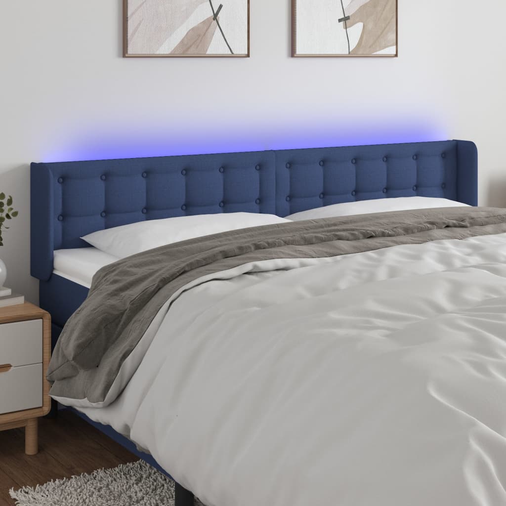 Tête de lit à LED Bleu 203x16x78/88 cm Tissu - XIOS