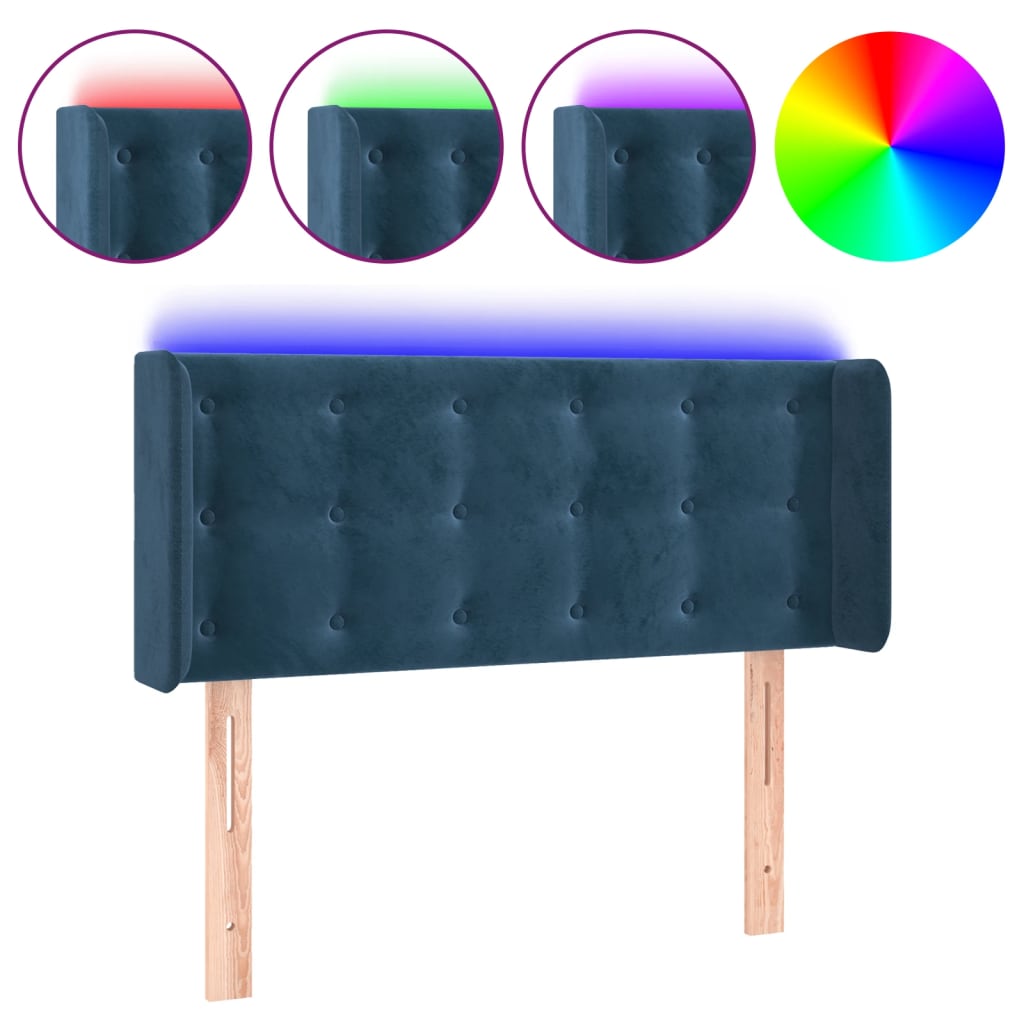 Tête de lit à LED Bleu foncé 93x16x78/88 cm Velours Têtes et pieds de lit vidaXL