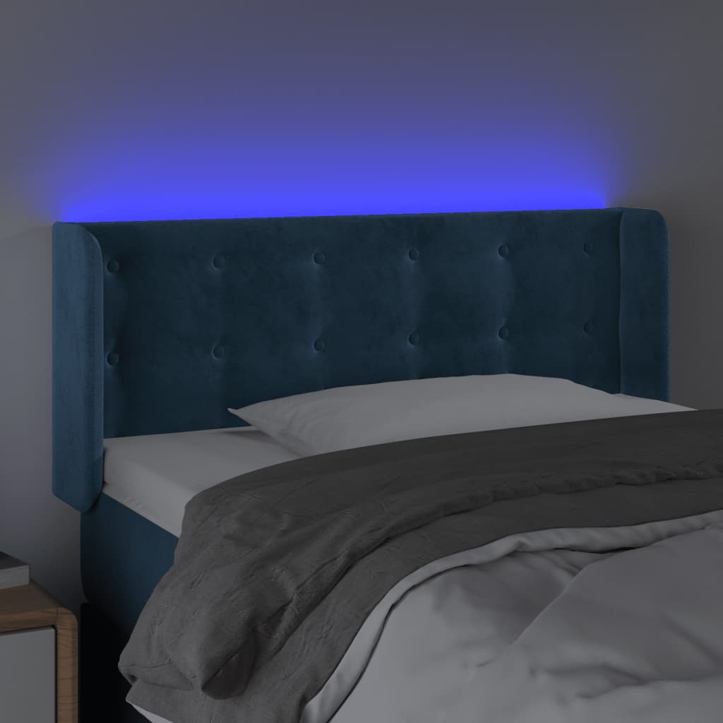 Tête de lit à LED Bleu foncé 93x16x78/88 cm Velours Têtes et pieds de lit vidaXL