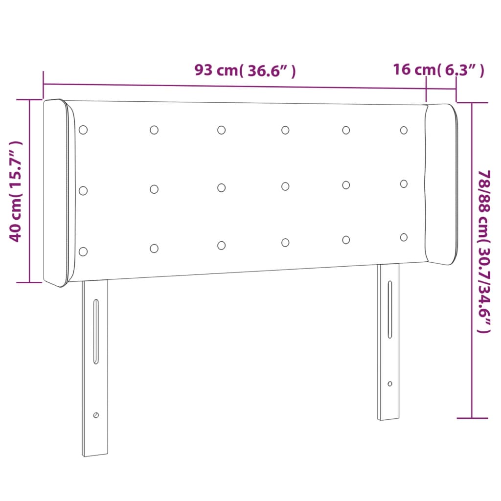 Tête de lit à LED Bleu foncé 93x16x78/88 cm Velours Têtes et pieds de lit vidaXL