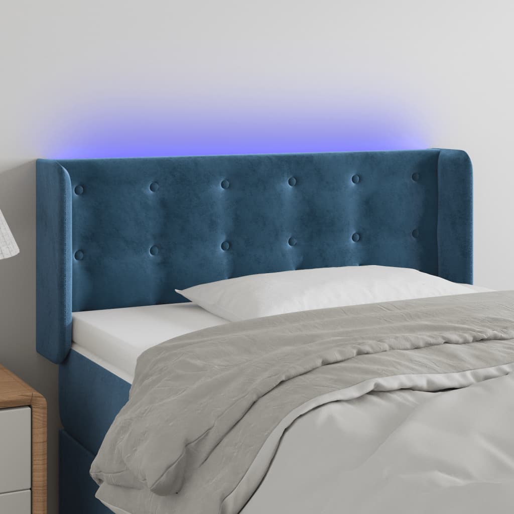 Tête de lit à LED Bleu foncé 93x16x78/88 cm Velours Têtes et pieds de lit vidaXL