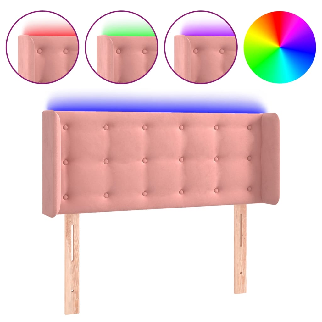 Tête de lit à LED Rose 93x16x78/88 cm Velours - XIOS